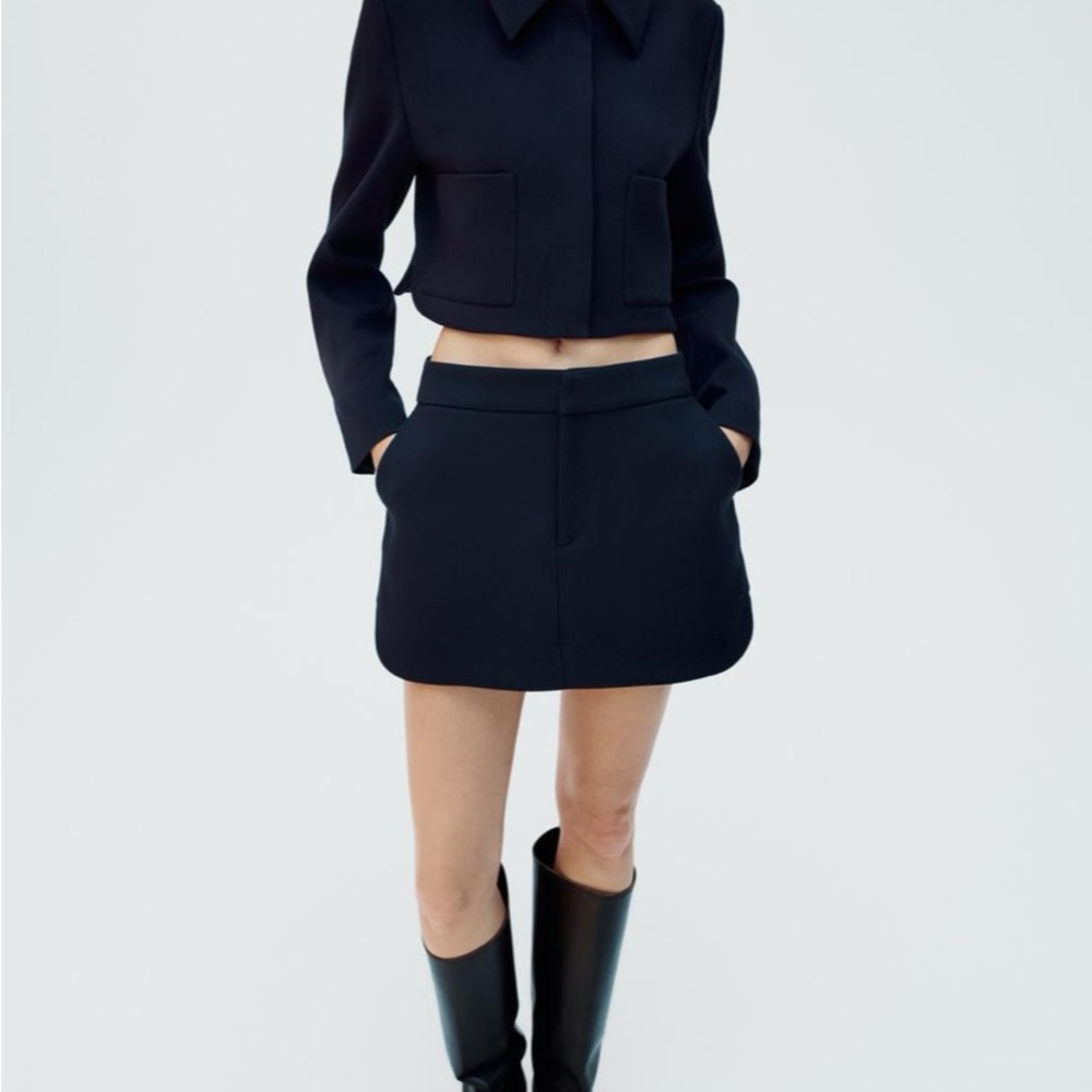Zara Dark Blue Skirt with Pockets